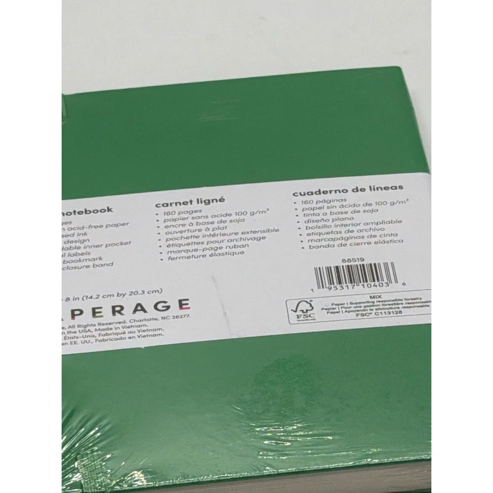 Paperage Lined Notebook Green Hardcover 5.6x8 inch 160 Pages 100gsm  NEW